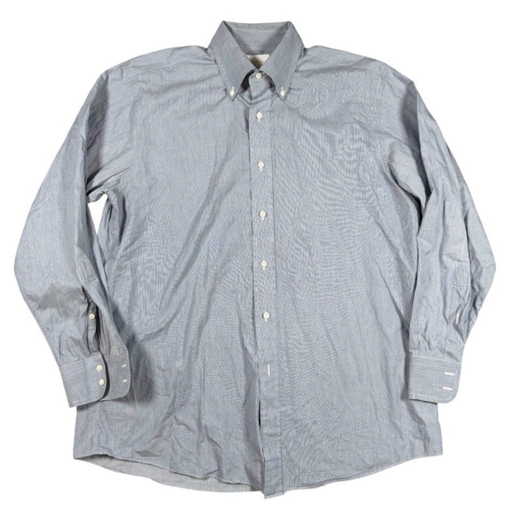 Brooks Brothers Preppy Italy Made Regent Button Down Shirt Microstriped 16.5-34